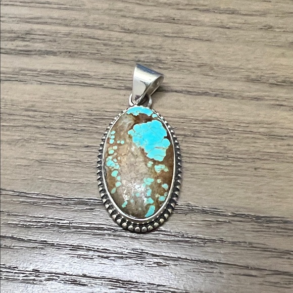 925 Sterling Silver Jewelry - Mine 8 Turquoise Sterling Silver Pendant